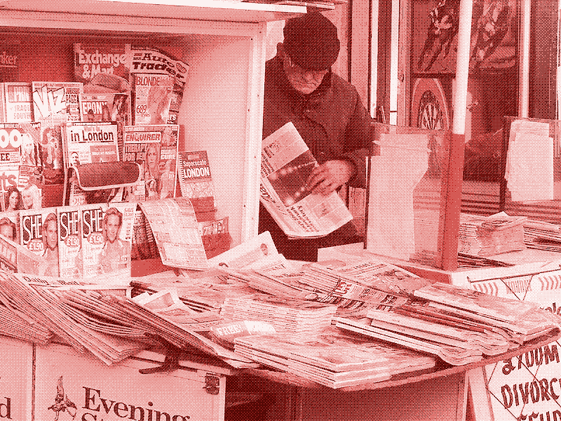 Image: A newspaper stand. Image in the public domain.