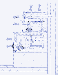 Image: The inside of a tile stove.