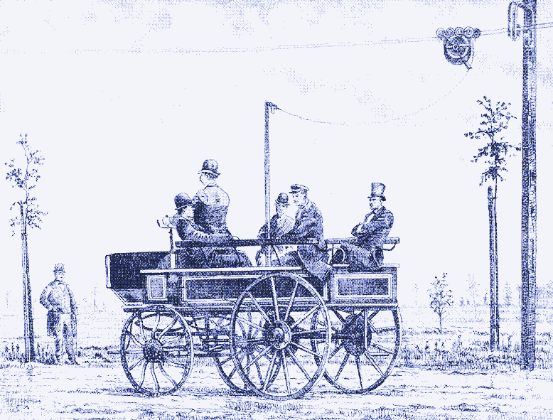 Image: The first trolleybus, 1882. Image in the public domain.