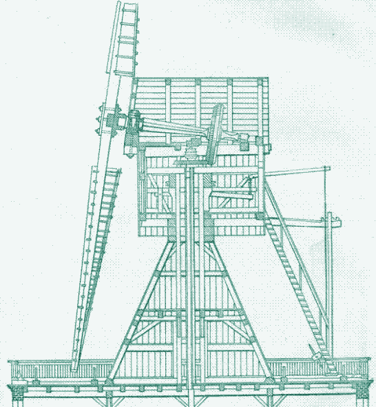 Image: Drawing of a post mill.