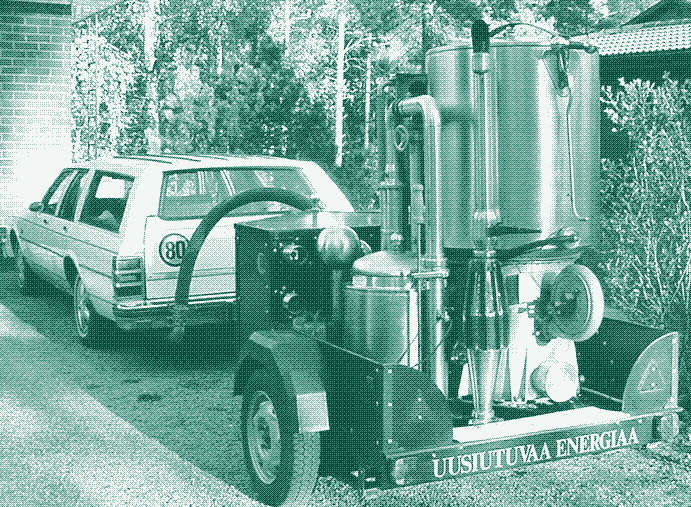 Image: Wood gas trailer built by Vesa Mikkonen in Finland.