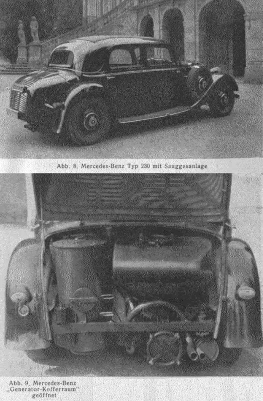 This Mercedes-Benz has the wood gas installation completely hidden in the trunk (source).