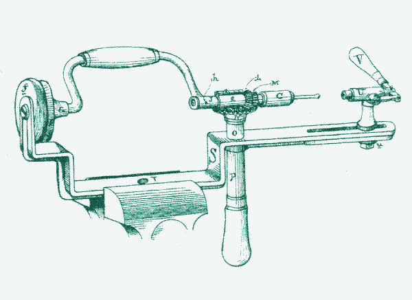 A mounted hand drill.