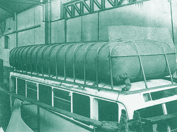 Image: Storage tank of a gas bag bus.