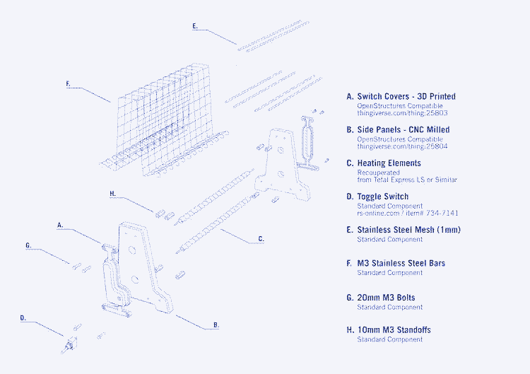 Modularparts of a toaster.