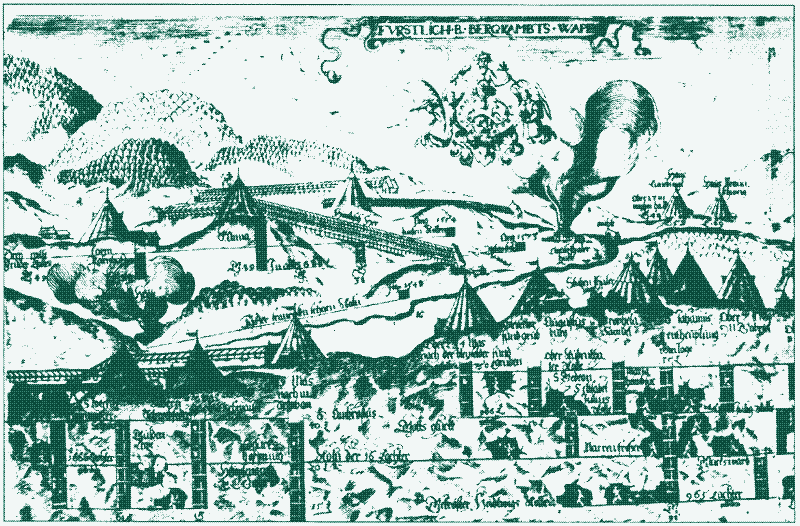 Panorama of the Harz mines (detail), Daniel Lindemeier, 1606.
