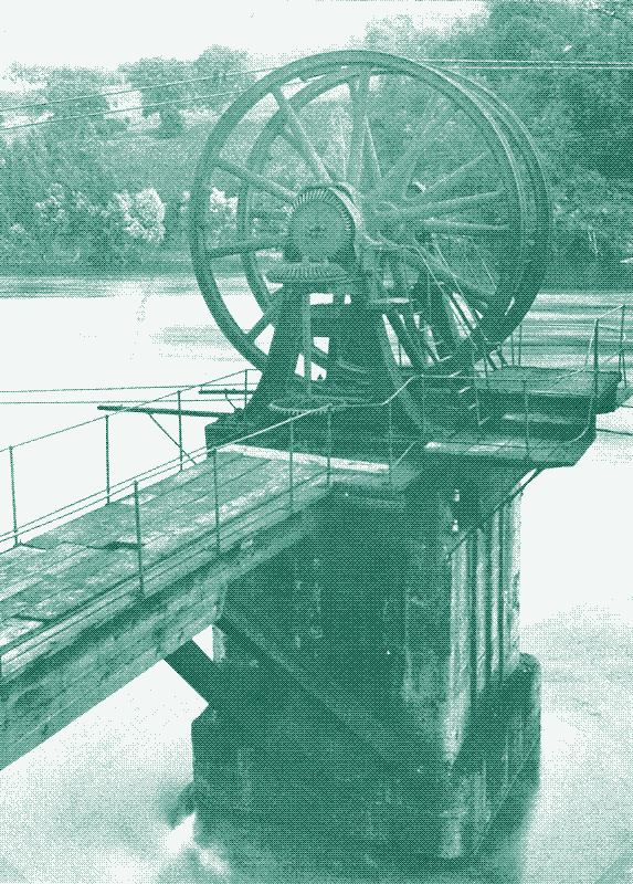 The Schaffhausen wire rope transmission in 1896. Source: Stadtarchiv Schaffhausen.