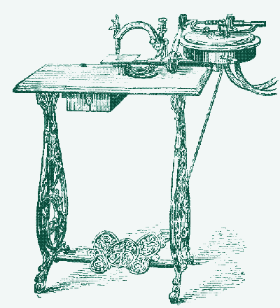A water-powered sewing machine. Image: Knight&rsquo;s American Dictionary (1881).
