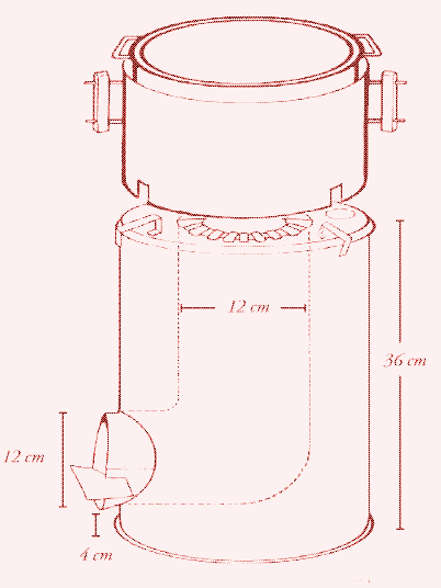 20-litre can rocket stove.