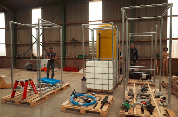 The prototype Human Power Plant under construction.