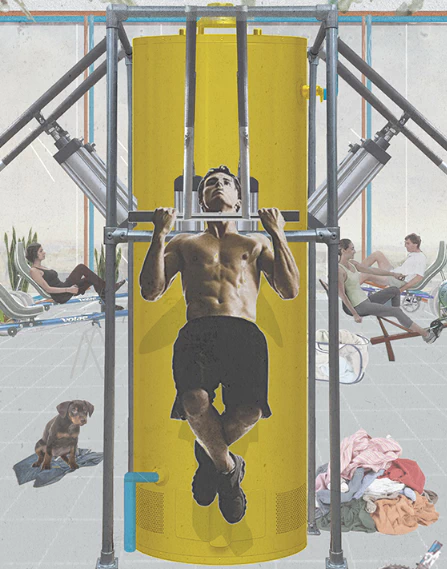 Detail from the communal shower and laundry floor, by Golnar Abbasi.