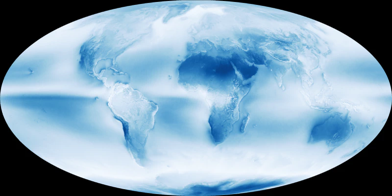 Image: Average cloud cover 2002 - 2015. Source: NASA