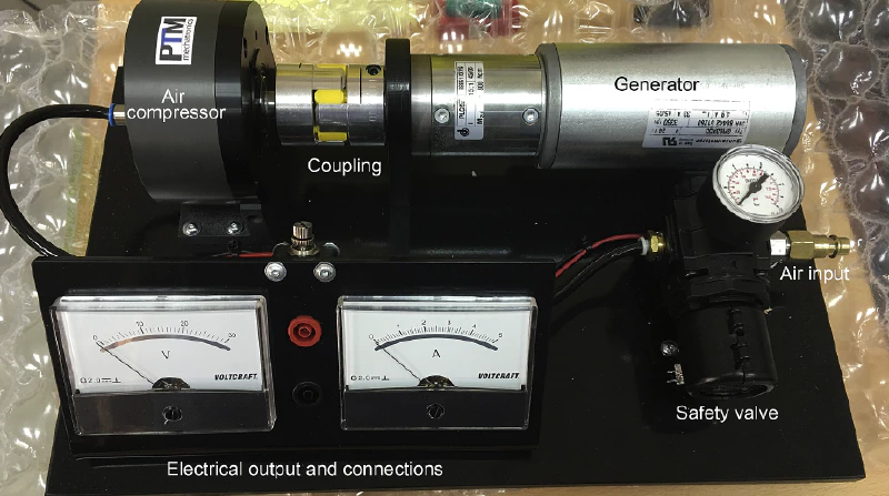 Experimental set-up of small-scale compressed air energy storage system. Source: [^27]