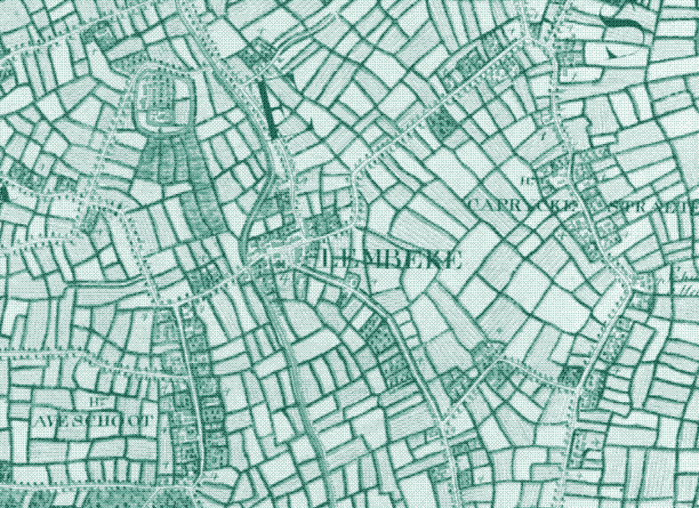 Image: Line plantings in Flanders, Belgium. Detail from the Ferraris map, 1771-78.