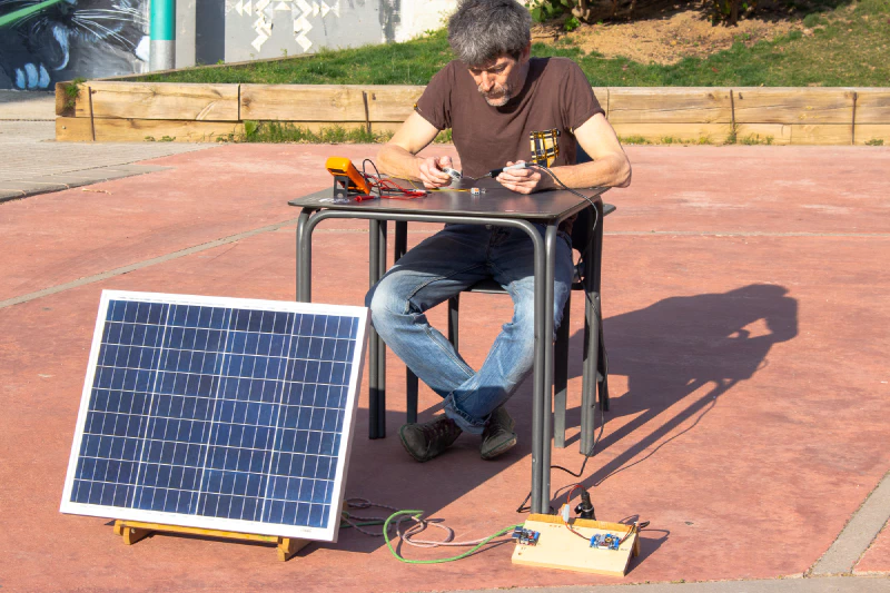 Image: Soldering with direct solar power. Photo: Marie Verdeil. Watch the video.