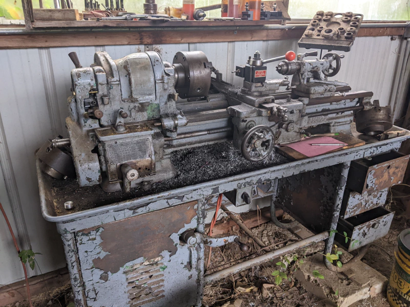 Image: Metal lathe running on direct solar power, Living Energy Farm. Image: Alexis Zeigler.
