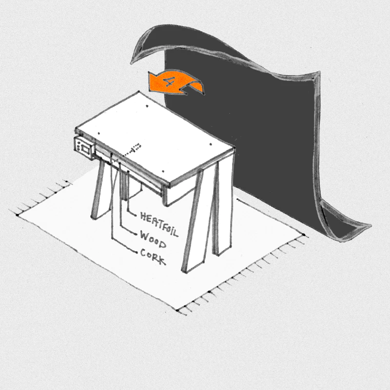 Image: How to assemble an electrically heated and insulated table. Illustration: Marie Verdeil.