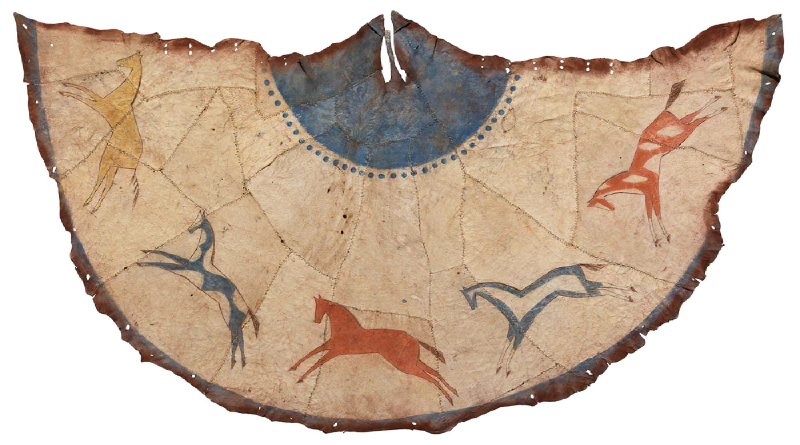 Image: Model tipi, Cheyenne Central Plains, North America, 1860, buffalo skin and pigments. Unknow Cheyenne artisan. Photo credit: John Bigelow Taylor. Image in the public domain.