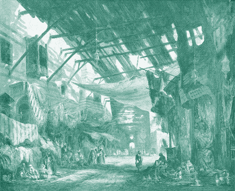 Image: “The Carpet Bazaar, Cairo”, a painting by William James Müller, 1843. Bristol Museum & Art Gallery. Image in the public domain.
