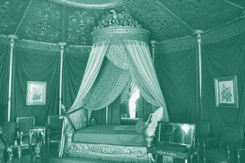 Image: The apartment of empress Joséphine in the Château de Malmaison in Rueil-Malmaison, France. The room of the Empress, luxuriously decorated in 1812 in the shape of a tent with sixteen pieces, exhibits the original bed. Photo credit: Moonik (CC BY-SA 3.0).