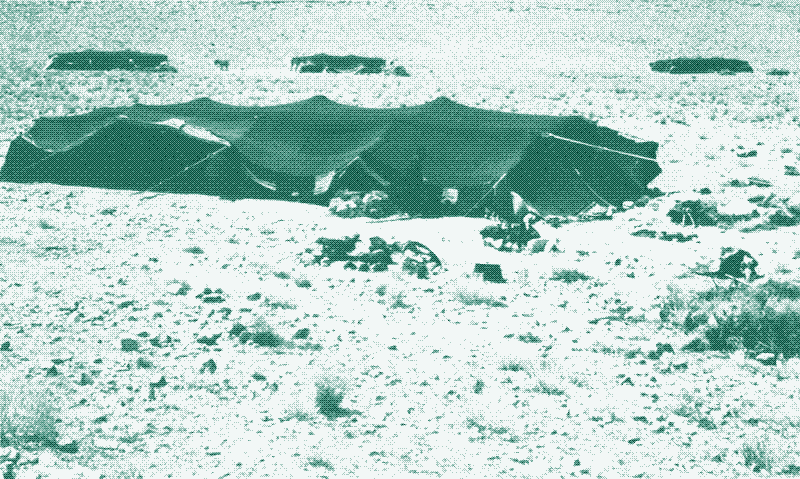 Image: An encampment of black tents in South Jordan. Source: Drew, Philip. Tensile architecture, 1979/2019.
