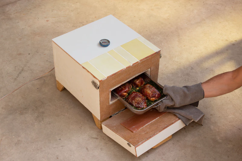 Image: Food made in the electric solar oven. Photo by Marie Verdeil.