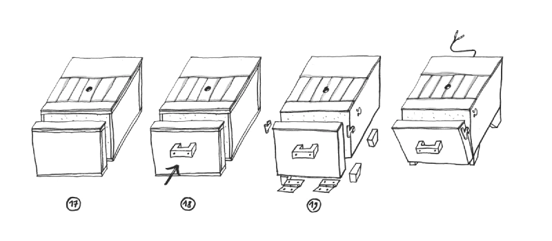Image: Step-by-step instructions (fig 17. to 19.). Illustration by Marie Verdeil.