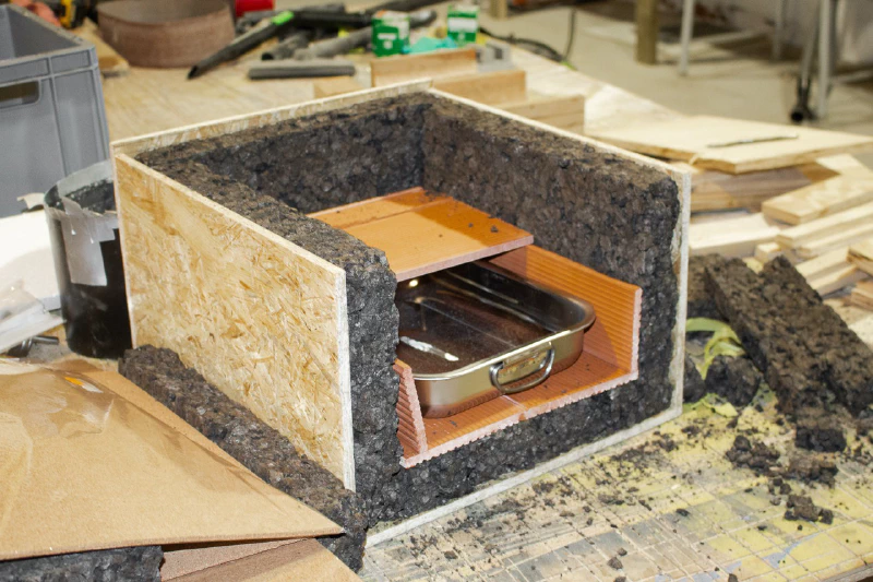Image: The expanded cork insulation. Photo by Marie Verdeil.