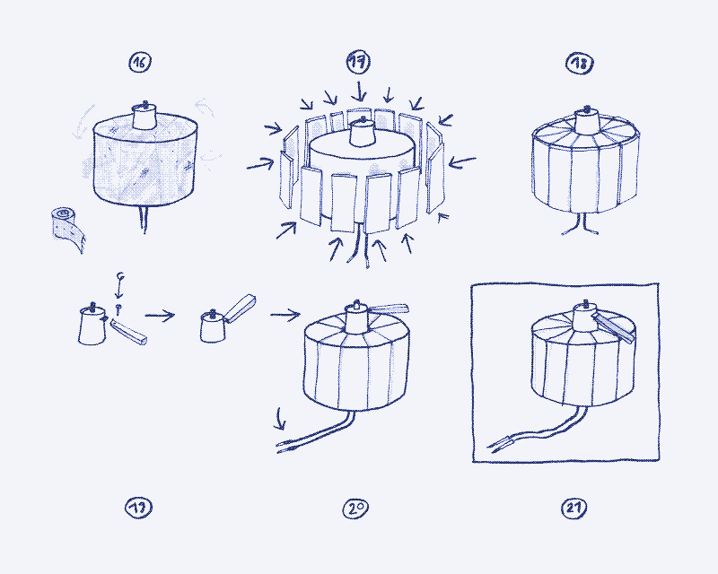 Image: Step-by-step instructions (figures 16 to 21). Illustration by Marie Verdeil.