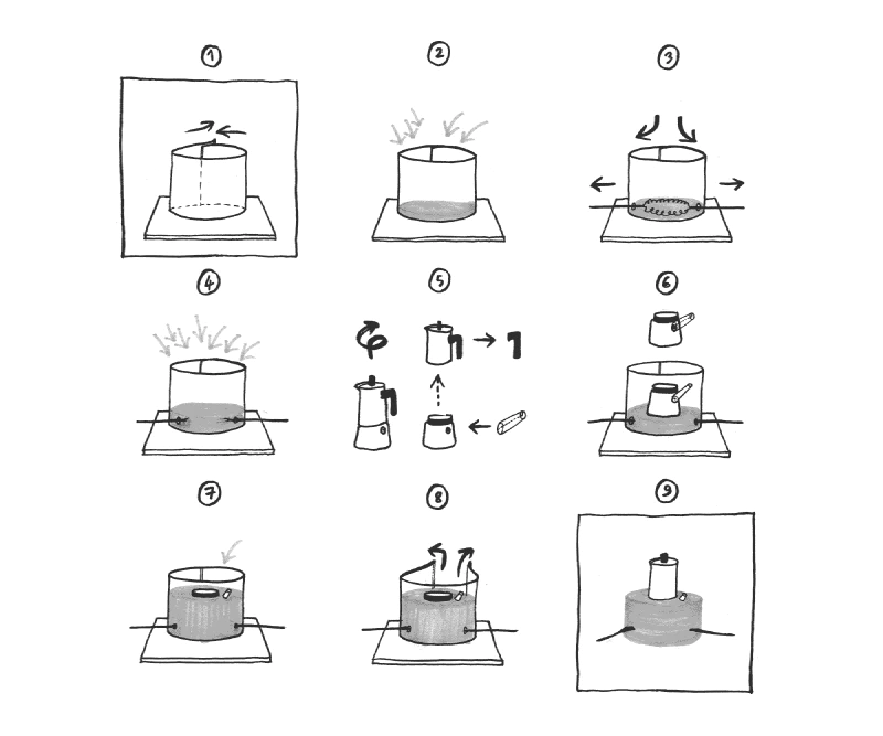 Image: Step-by-step instructions (figures 1 to 9). Illustration by Marie Verdeil.