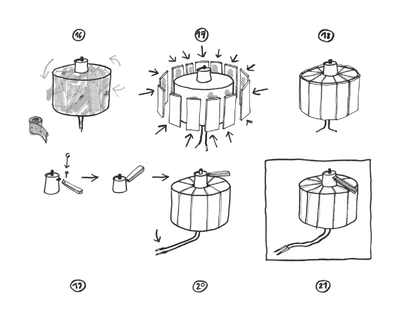Image: Step-by-step instructions (figures 16 to 21). Illustration by Marie Verdeil.