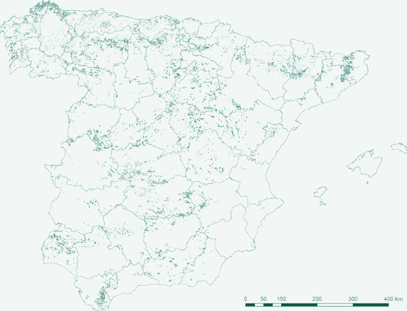 Karten: Die ungefähre historische Ausbreitung von Niederwäldern in der Tschechischen Republik (oben) und Spanien (unten). Quelle: &quot;Coppice forests in Europe&quot;, siehe [^1]