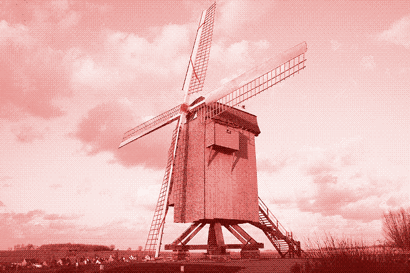 Molino de viento en Moulbaix, Bélgica, siglo XVII / XVIII. Imagen: Jean-Pol GrandMont.
