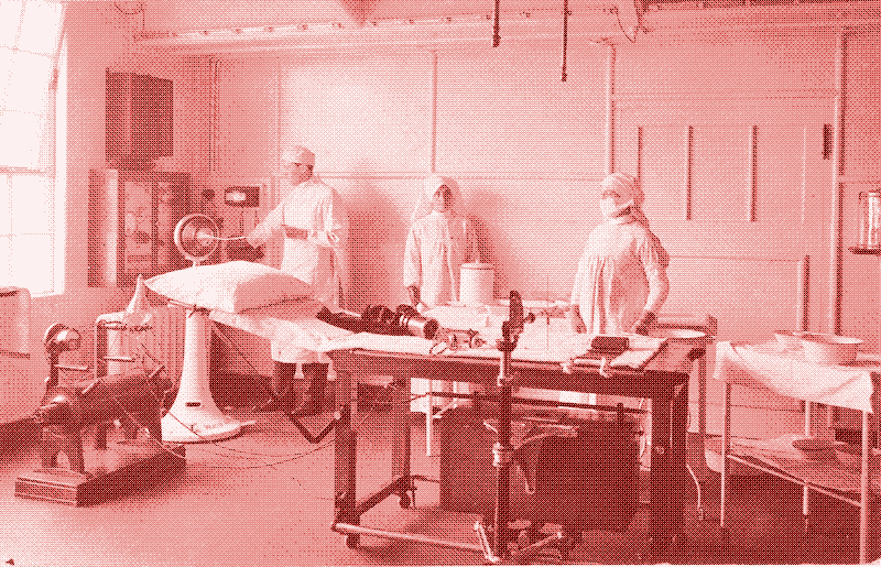 Hospital Militar Rey Jorge, tratamiento eléctrico y sala de rayos X. 1915. Fuente: Biblioteca Nacional de Medicina de Estados Unidos.