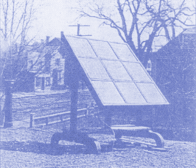Arriba: Primer panel solar de George Cove, demostrado en 1905. Fuente: Technical World Magazine 11, nr.4, June 1909.