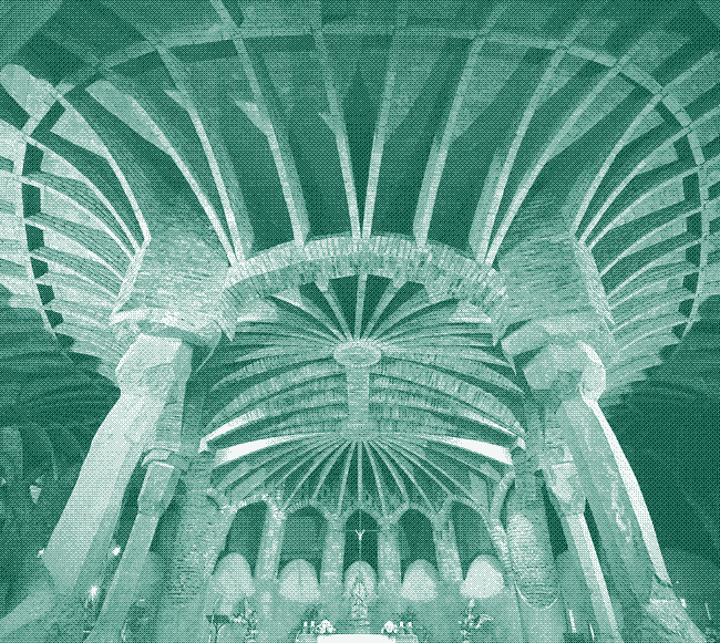 Image : La crypte de la Colònia Güell construite par Antoni Gaudí.