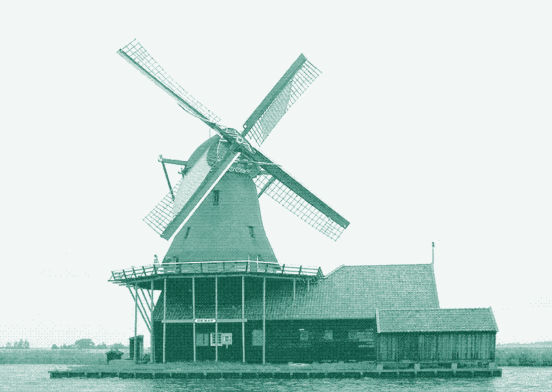Image : Une scierie néerlandaise. Wikipedia Commons.