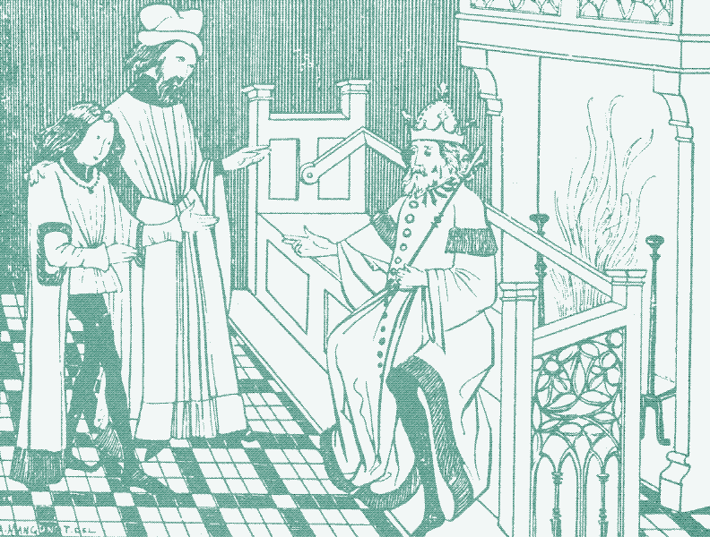 Un banc avec un dossier pivotant. Source: Dictionnaire de l&rsquo;ameublement et de la décoration depuis le XIII siècle, 1887-1890.