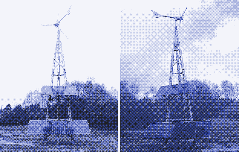 Zonnepanelen en een windturbine gebruiken dezelfde toren. Foto&rsquo;s: InnoVentum.