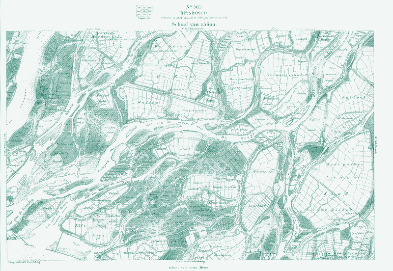 Afbeelding: Biesbosch in 1908. Bron: Willow mapping in the Brabant, Sliedrecht and Dordtse Biesbosch, 2012-2013. National Park de Biesbosch, 2014.
