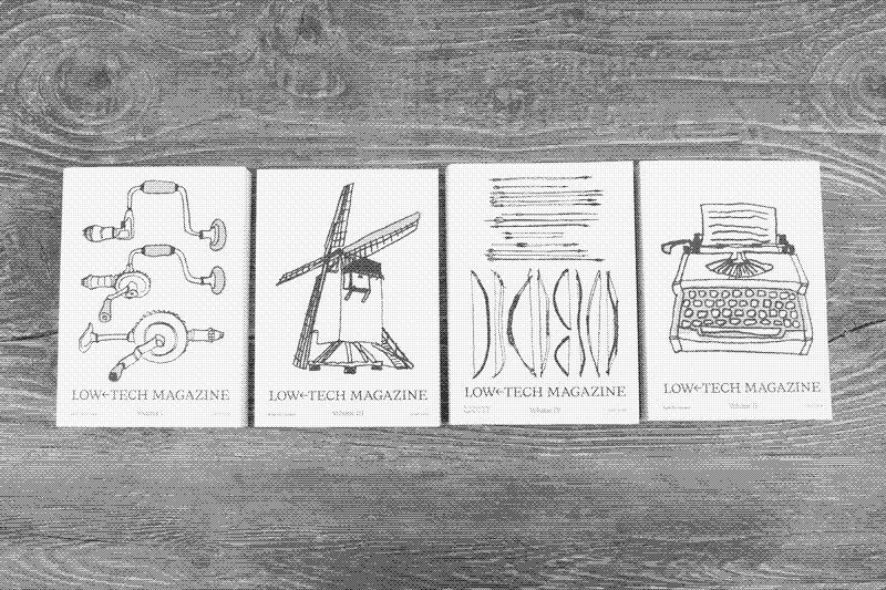 Image: Low-tech Magazine: The chronological book series. Photo by Juliette Demaret.