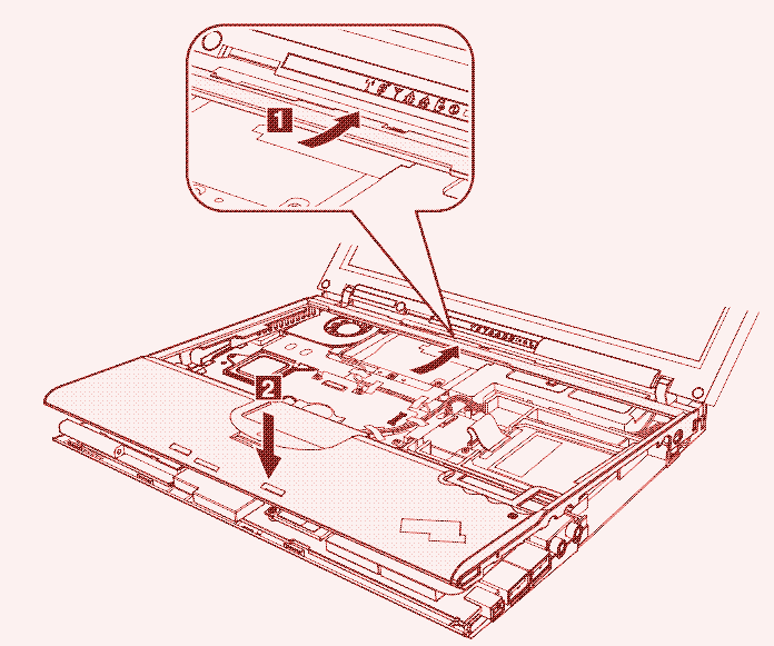 Imagem: Interior do Thinkpad X60s. Fonte: Manual de Manutenção de Hardware.